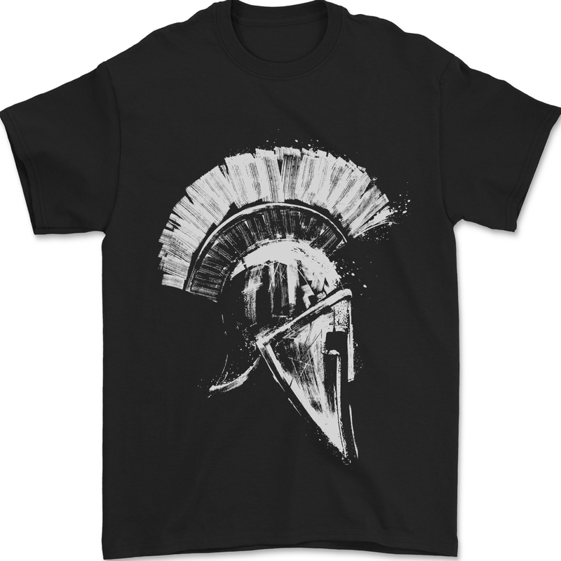 Greek Roman Spartan Helmet Gym Bodybuilding Mens T-Shirt 100% Cotton Black