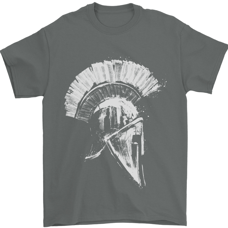 Greek Roman Spartan Helmet Gym Bodybuilding Mens T-Shirt 100% Cotton Charcoal