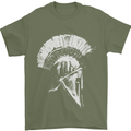 Greek Roman Spartan Helmet Gym Bodybuilding Mens T-Shirt 100% Cotton Military Green