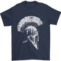 Greek Roman Spartan Helmet Gym Bodybuilding Mens T-Shirt 100% Cotton Navy Blue