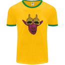 Offensive Goat With Finger Flip Glasses Mens Ringer T-Shirt FotL Gold/Green