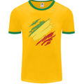 Torn Republic of the Congo Flag Day Football Mens Ringer T-Shirt FotL Gold/Green