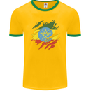 Torn Ethiopia Flag Ethiopian Day Football Mens Ringer T-Shirt FotL Gold/Green