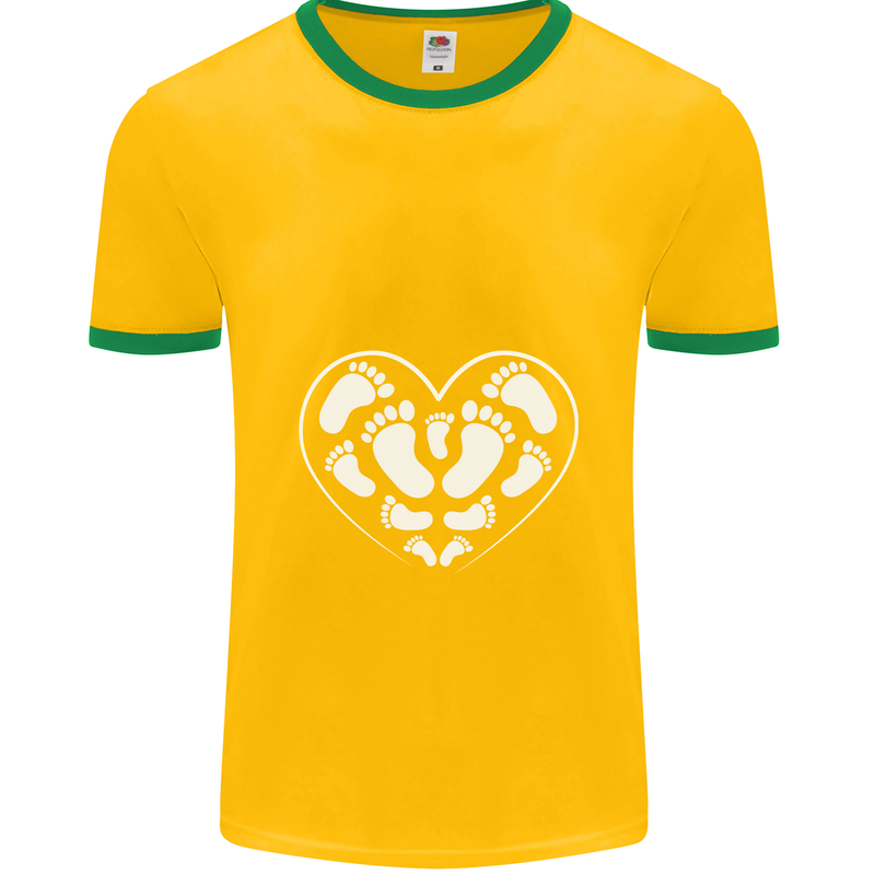 Baby Heart New Baby Pregnancy Pregnant Mens Ringer T-Shirt FotL Gold/Green