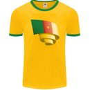 Curled Cameroon Flag Cameroonian Day Football Mens Ringer T-Shirt FotL Gold/Green