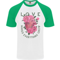 Love Makes Everything Grow Valentines Day Mens S/S Baseball T-Shirt White/Green