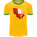 Curled Peru Flag Peruvian Day Football Mens Ringer T-Shirt FotL Gold/Green