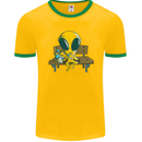 An Alien Eating Magic Mushrooms LSD Mens Ringer T-Shirt FotL Gold/Green
