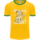 Funny Christmas Dog Too Late to Be Good Mens Ringer T-Shirt FotL Gold/Green