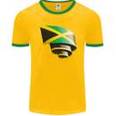 Curled Jamaican Flag Jamaica Day Football Mens Ringer T-Shirt FotL Gold/Green