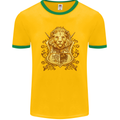 A Heraldic Lion Shield Coat of Arms Mens Ringer T-Shirt FotL Gold/Green