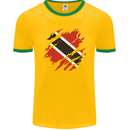 Torn Trinidad and Tobago Day Football Mens Ringer T-Shirt FotL Gold/Green