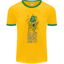 Weed Dont Drink & Drive Smoke and Fly Mens Ringer T-Shirt Gold/Green