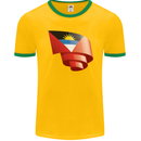 Curled Antigua and Barbuda Flag Day Football Mens Ringer T-Shirt FotL Gold/Green