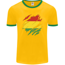 Torn Bolivia Flag Bolivian Day Football Mens Ringer T-Shirt FotL Gold/Green