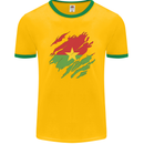 Torn Burkina Faso Flag Day Football Mens Ringer T-Shirt FotL Gold/Green