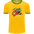 Torn Mozambique Flag Mozambican Day Football Mens Ringer T-Shirt FotL Gold/Green