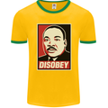 Disobey Martin Luther King Black Lives Matter Mens Ringer T-Shirt FotL Gold/Green
