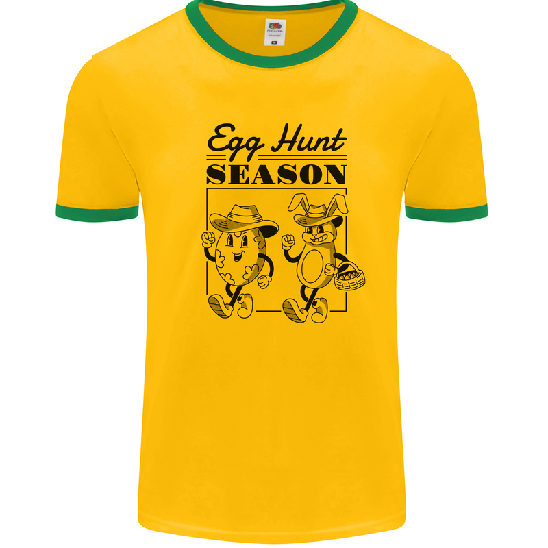 Easter Egg Hunt Season Mens Ringer T-Shirt Gold/Green