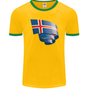 Curled Iceland Flag Icelander Day Football Mens Ringer T-Shirt FotL Gold/Green