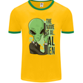 The Name is Al Alien Funny Movie Parody Mens Ringer T-Shirt FotL Gold/Green