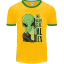 The Name is Al Alien Funny Movie Parody Mens Ringer T-Shirt FotL Gold/Green