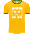 No Music No Life Retro Audio Cassette Mens Ringer T-Shirt FotL Gold/Green