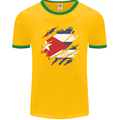 Torn Cuba Flag Cuban Day Football Mens Ringer T-Shirt FotL Gold/Green