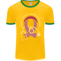 Breast Cancer Nurse Mens Ringer T-Shirt FotL Gold/Green