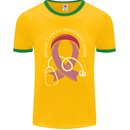 Breast Cancer Nurse Mens Ringer T-Shirt FotL Gold/Green