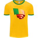 Curled Mali Flag Malian Day Football Mens Ringer T-Shirt FotL Gold/Green