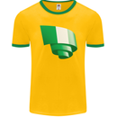Curled Nigeria Flag Nigerian Day Football Mens Ringer T-Shirt FotL Gold/Green