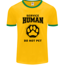 Funny Dog Service Human Do Not Pet Mens Ringer T-Shirt Gold/Green
