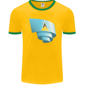Curled Saint Lucia Flag Lucian Day Football Mens Ringer T-Shirt FotL Gold/Green
