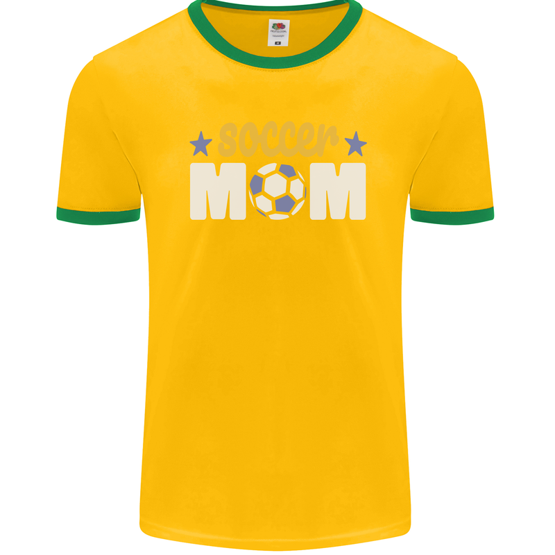 Soccer Mum Mom Mens Ringer T-Shirt FotL Gold/Green