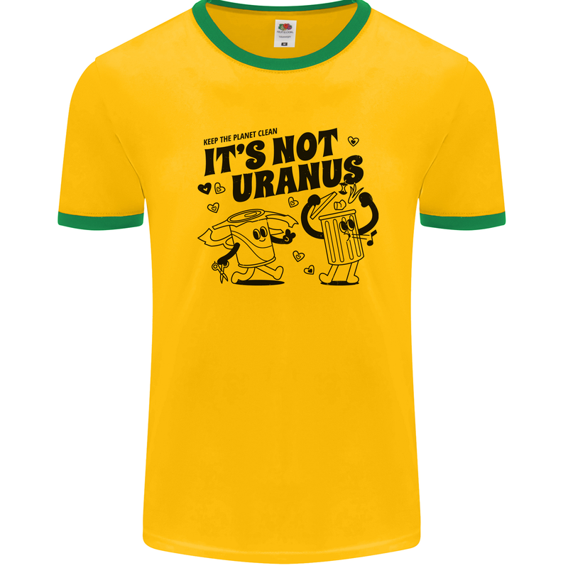 Funny Climate Change Its Not Uranus Mens Ringer T-Shirt Gold/Green