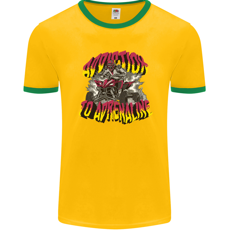 Quad Biking Adrenaline ATV Biker Off Road Mens Ringer T-Shirt FotL Gold/Green