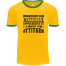 Teacher Attitude Funny Teaching Games PE Geography Mens Ringer T-Shirt Gold/Green