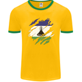 Torn Lesotho Flag Basotho Day Football Mens Ringer T-Shirt FotL Gold/Green