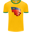 Curled Liechtenstein Flag Liechtensteiner Day Football Mens Ringer T-Shirt FotL Gold/Green