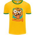 Still Smiling Funny Emoji Exhausted Tired Mens Ringer T-Shirt FotL Gold/Green