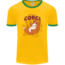 Corgi Anatomy Dog Mens Ringer T-Shirt FotL Gold/Green