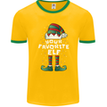 Your Favourite Elf Funny Christmas Xmas Mens Ringer T-Shirt FotL Gold/Green