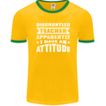 Teacher Attitude Funny Teaching Maths English Mens Ringer T-Shirt FotL Gold/Green