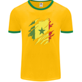 Torn Senegal Flag Senegalese Day Football Mens Ringer T-Shirt FotL Gold/Green