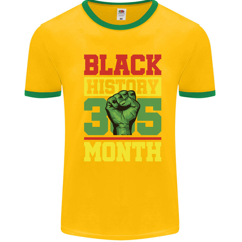 Black History Month Lives Matter African Mens Ringer T-Shirt Gold/Green