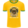 Love Pugs and Gaming Gamer Mens Ringer T-Shirt FotL Gold/Green