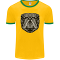 Turtle Mandala Art Tortoise Mens Ringer T-Shirt FotL Gold/Green