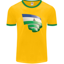 Curled Lesotho Flag Basotho Day Football Mens Ringer T-Shirt FotL Gold/Green