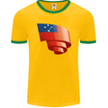 Curled Samoa Flag Samoan Day Football Mens Ringer T-Shirt FotL Gold/Green